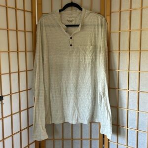 A&F XXL Lightweight Henley crewneck striped long sleeve sheer top EUC